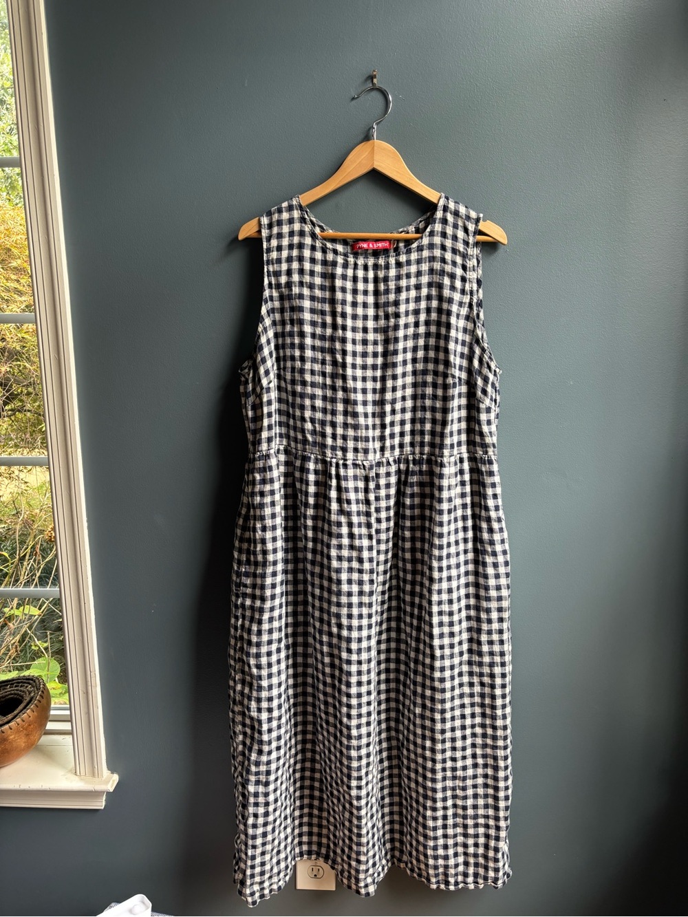 Pyne & Smith No.26 St. Ives Check Linen Dress 2X Sleeveless Pockets